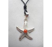 Ciondolo con Stella Marina in Argento 925 e Corallo Rosso naturale - Pendente
