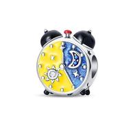 Ciondolo con sveglia giorno e notte, in argento 925, compatibile con braccialetti Pandora, Trollbeads, Chamilia, Biagi e molti altri braccialetti con ciondoli del Regno Unito.