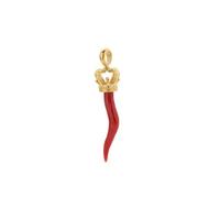 Ciondolo corona del re in argento 925 dorato corno in corallo rosso del Mediterraneo amuleto portafortuna unisex gioiello da uomo donna ragazza ragazzo pendente argento