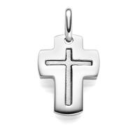 Ciondolo Croce Con Ali 21x12mm 585 Oro Bianco Opaco/Brillante