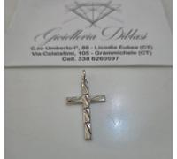 CIONDOLO CROCE Sacra CROCEFISSO CRISTO Pendente In ORO BIANCO 18 Karati 750/1000