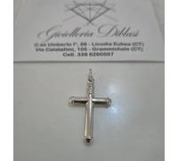 CIONDOLO CROCE Sacra CROCEFISSO CRISTO Pendente In ORO BIANCO 18 Karati 750/1000