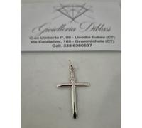 CIONDOLO CROCE Sacra CROCEFISSO CRISTO Pendente In ORO BIANCO 18 Karati 750%