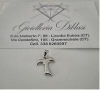 CIONDOLO CROCE TAO Lucida Sacra CROCEFISSO Pendente In ORO BIANCO 18 Karati 750%