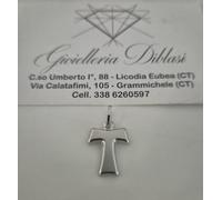 CIONDOLO CROCE TAO Satinata Sacra CROCEFISSO Pendente ORO BIANCO 18 Karati 750%