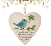 Ciondolo cuore 'amicizia | decorazione natalizia a cuore di acrilico, regalo da esporre design trifoglio e blu per amiche ragazze adolescenti donne