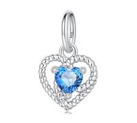 Ciondolo Cuore Blu Intrecciato Fascino, Accessorio Braccialetto Fascino in Argento Sterling 925, Compatibile con Collana Braccialetto Pandora, Regalo per le Donne
