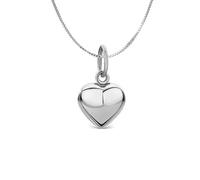 Ciondolo cuore bombato grande in argento 925 Rodiato con catenina veneziana argento 925 lunghezza a scelta 40/45/50 cm gioiello ragazza donna elegante simbolo amore