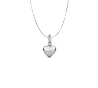 Ciondolo cuore bombato in argento 925 Rodiato con catenina veneziana argento 925 lunghezza 45 cm gioiello ragazza donna elegante simbolo amore