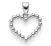 Ciondolo Cuore Cuoricino In Perline 16x14mm 585 Oro Oro Bianco Semplice Lucido