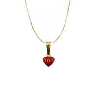 Ciondolo Cuore Donna in Corallo Rosso Naturale con Catena veneziana in Argento 925 Dorato cm 45 - Gioiello Artigianale Made in Italy - Idea Regalo Elegante