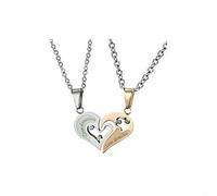 Ciondolo Cuore Doppio Divisibile Uomo Donna Acciaio & Oro Rame Amare Devozione