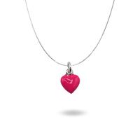 Ciondolo cuore piccolo bombato in argento 925 Rodiato smalto rosa con catenina veneziana argento 925 lunghezza 45 cm gioiello ragazza donna elegante simbolo amore