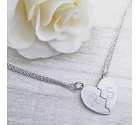 Ciondolo cuore spezzato con iniziali incise in argento con due collane rolò
