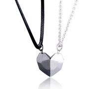 Ciondolo Cuore Spezzato Dolce Metà Acciaio Magnetico Amore Amicizia + 2 Collane