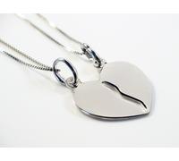 Ciondolo Cuore Spezzato Dolce Metà in Argento 925 + 2 Collane + Incisione Regalo