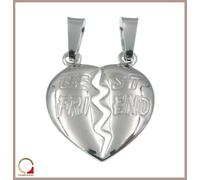 Ciondolo Cuore Spezzato pendente in argento 925 Best Friends Amicizia Amici