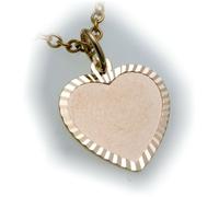 Ciondolo Cuore Vero 333 Oro Incl. Incisione Opaco Dia Oro Giallo Placca Incisa