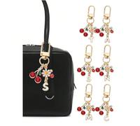 Ciondolo da borsetta alla moda e di alta qualità a forma di ciliegie dorate, con fiori, coccinelle, iniziali dalla A alla Z. Ciondolo per accessori di borse, zaini, portachiavi, decorativo per auto, p