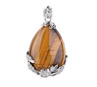 Ciondolo da donna con lacrima, goccia d'acqua semipreziosa - l'occhio della tigre gialla creativo e utile, pratico e abile.