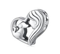 Ciondolo da donna in argento Sterling 925, a forma di cuore con mani, compatibile con braccialetto Pandora, Argento, Nessuna pietra preziosa
