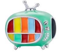 Ciondolo da donna smaltato a forma di pallavolo, in argento Sterling 925, charm portafortuna a forma di palla da sport, per braccialetti Pandora, compleanno e famiglia, 12mm, Zirconia cubica, Zirconia