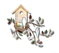 Ciondolo da parete in metallo a forma di uccello e albero, progettato per uso interno ed esterno, combinando materiali con l'arte della natura per migliorare il tuo giardino o la tua casa (E)