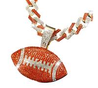 Ciondolo da rugby da calcio, da uomo, scintillante, da rugby, da calcio, a forma di cuba, hip-hop, con rocce dorate