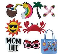 Ciondolo da spiaggia estivo, 8 pezzi di decorazione semplice e moderna, in PVC, inserto decorativo per borsetta, fascino tote e, accessorio decorativo moderno, set