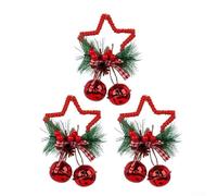 Ciondolo decorativo a forma di campana di Natale con design a stella e anello per appendere l'albero e la porta (rosso)