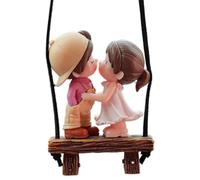 Ciondolo decorativo per auto a forma di cuore - Ciondolo a specchio con figure innamorate, per giovani ragazze | Romantico specchio retrovisore decorazione bambola a dondolo coppia amorevole articolo