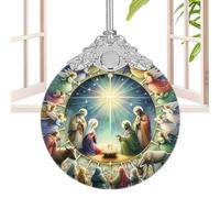Ciondolo del presepe - Collana natalizia artigianale, gioielli religiosi | Ciondolo natalizio in acrilico, ciondolo benedizione del presepe di nascita, ciondolo della Sacra Famiglia, accessorio della