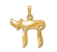 Ciondolo Design Kabbalah Chai In Oro Giallo 14K 20Mm W X 24Mm L Regalo