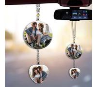 Ciondolo di cristallo personalizzato per l'interno dell'auto,Ciondolo dello specchio retrovisore della foto,Regali fotografici in cristallo,Accessori per la decorazione dell'interno dell'auto
