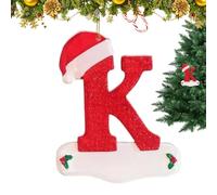 Ciondolo di Natale dell'alfabeto,Ornamenti dell'alfabeto - Ciondolo di alfabeto acrilico per albero di Natale,Ciondolo decorativo con lettere dell'alfabeto di cappello rosso, centrotavola natalizio
