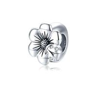 Ciondolo distanzatore in argento Sterling 925, con chiusura a clip, compatibile con braccialetti con ciondoli Pandora, Argento sterling, Perla