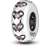 Ciondolo distanziatore a forma di cuore con scritta "I Love You", in argento Sterling 925, compatibile con braccialetti Pandora