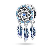 Ciondolo distanziatore a forma di piuma arcobaleno mamma acchiappasogni cane gatto zampa di videogioco, in argento Sterling 925, compatibile con braccialetti Pandora Moments, 4mm Hole, Metallo Argento