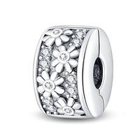 Ciondolo distanziatore a forma di quadrifoglio con margherita, in argento Sterling 925, compatibile con braccialetti Pandora