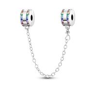 Ciondolo distanziatore con doppio cristallo arcobaleno, in argento Sterling 925, compatibile con braccialetti Pandora