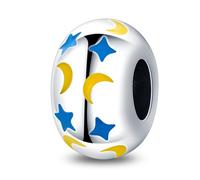 Ciondolo distanziatore in argento Sterling 925 con stella luminosa che si illumina al buio, compatibile con braccialetti Pandora