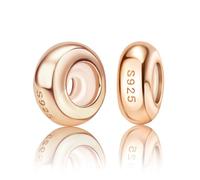 Ciondolo distanziatore in silicone color oro rosa, in argento Sterling 925, compatibile con braccialetti Pandora Moments