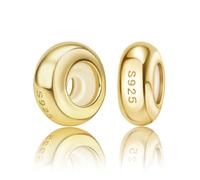 Ciondolo distanziatore in silicone dorato, in argento Sterling 925, compatibile con braccialetti Pandora Moments