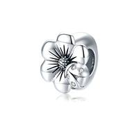 Ciondolo distanzioso in argento Sterling 925, fermaglio con chiusura a clip, compatibile con braccialetti con ciondoli Pandora, Argento sterling