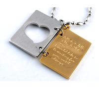 Ciondolo Donna Uomo Ado Acciaio E Placca Oro Originale + 1 Catena Libro Cuore