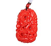 Ciondolo Drago di Giada Naturale di Hetian Ciondolo Drago Zodiacale Rubino Collana per Uomini e Donne con Drago di Giada Youlong Opera Ciondolo in Giada con Perle