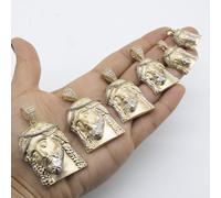 Ciondolo Due Toni Con Il Volto Di Gesù In Oro Giallo 14K Tutte Le Misure