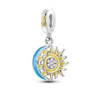 Ciondolo eternity a forma di luna che si illumina al buio, in argento Sterling 925, compatibile con braccialetti Pandora