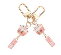 Ciondolo fai da te a forma di gatto rosa in ceramica per decorare il telefono (2 pezzi)