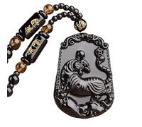 Ciondolo Feng Shui, Ciondolo Feng Shui Ossidiana Zodiaco Animale Collana ricchezza Chakra Amuleto di Ricchezza fortunata allontana Gli Spiriti maligni Collana per la Massima ricchezza di Denaro